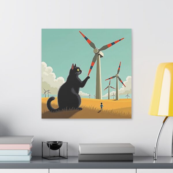 Whimsical Cat Canvas Art, Black Cat Wall Decor, Animal Lover Gift, Home Decor, Funny Cat Art, Gift for Cat Owners, Landscape Print - Image 15