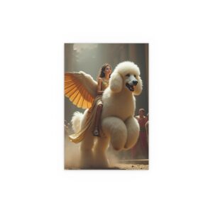 Whimsical Silk Poster Art Print | Mortified in the Baths – Roman Noblewoman & Poodle Silk Poster