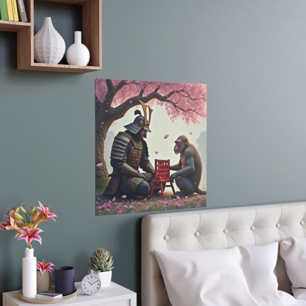 Samurai and Monkey Silk Poster, Unique Wall Art, Home Decor, Nature Lovers Gift, Japanese Aesthetic, Kids Room Decoration - Image 8