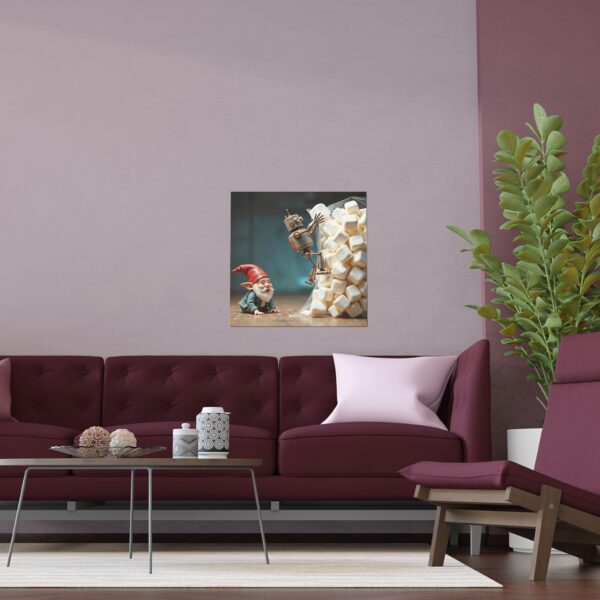 Whimsical Silk Wall Art Poster, Fantasy Decor, Home & Garden, Gnome & Robot Artwork, Unique Gifts, Children's Room Decor, Playful Wall [...] - Image 9