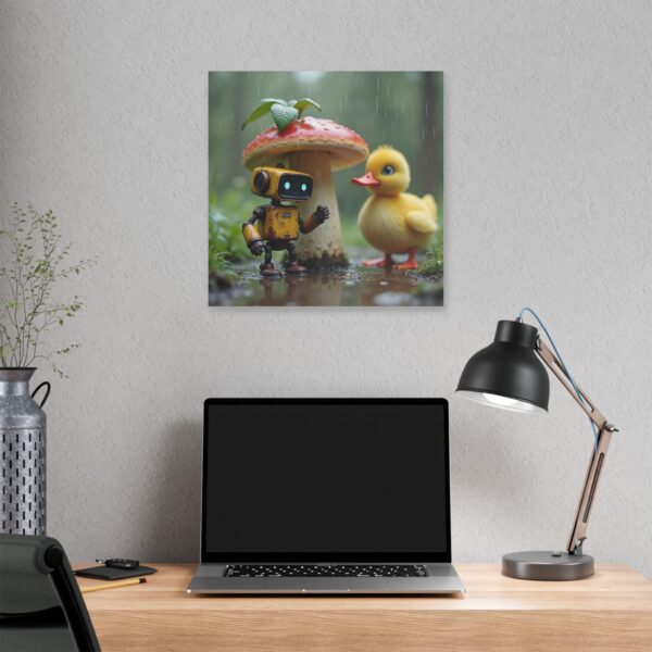 Whimsical Robot and Duck Canvas Art Print, Nursery Wall Decor, Playroom Artwork, Kids Room Decoration, Cute Nature Theme - Image 12