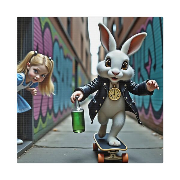 Canvas Art Print - Alice in Wonderland Street Skateboard Scene