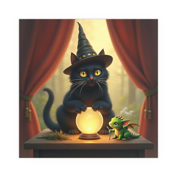 Magical Cat Silk Poster, Whimsical Wall Art, Home Decor, Cat Lover Gift, Spooky Halloween Decoration, Fantasy Illustration - Image 7