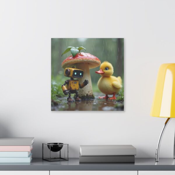 Whimsical Robot and Duck Canvas Art Print, Nursery Wall Decor, Playroom Artwork, Kids Room Decoration, Cute Nature Theme - Image 11
