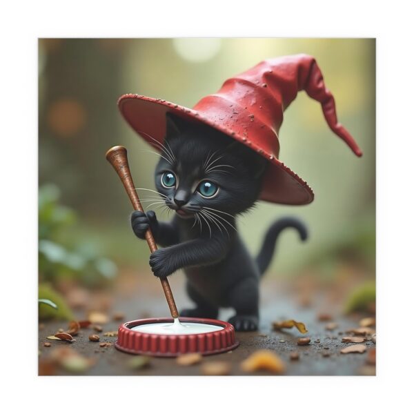 Cute Black Cat Witch Silk Poster, Cozy Home Decor, Halloween Wall Art, Cat Lover Gift, Indoor/Outdoor Art Print - Image 4