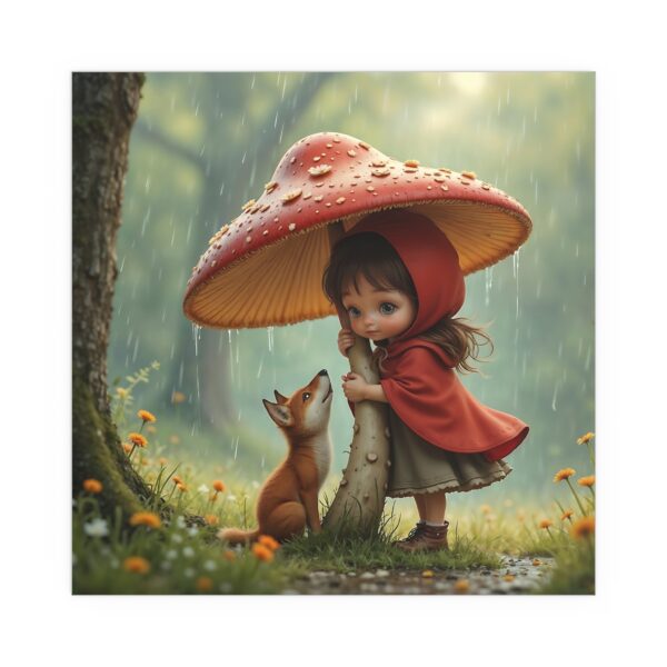 Whimsical Silk Poster Featuring Girl and Fox, Wall Art, Home Decor, Kid's Room, Gift, Nature, Fairy Tale - Image 7