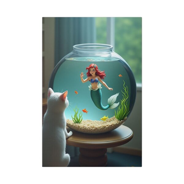Canvas Artwork - Whimsical Cat and Mermaid Fantasy Scene