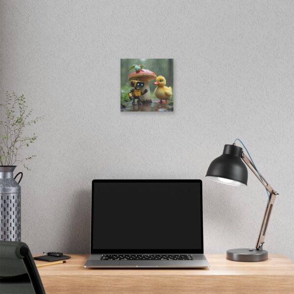 Whimsical Robot and Duck Canvas Art Print, Nursery Wall Decor, Playroom Artwork, Kids Room Decoration, Cute Nature Theme - Image 4