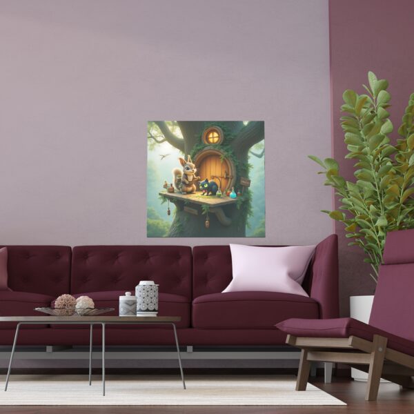 A whimsical poster featuring a fluffy, wide-eyed squirrel potion seller - Image 6