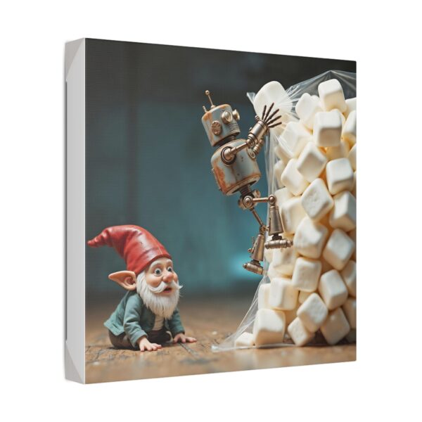 Whimsical Gnome Canvas Art - Fantasy Home Decor, Unique Gift for Gnome Lovers, Nursery Wall Decor, Robot & Gnome Artwork - Image 6