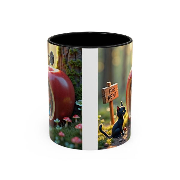 Whimsical Apple House Coffee Mug - Cute Cat & Doll Design, Gift for Cat Lovers, Home Office Decor, Eco-Friendly Drinkware - Image 2