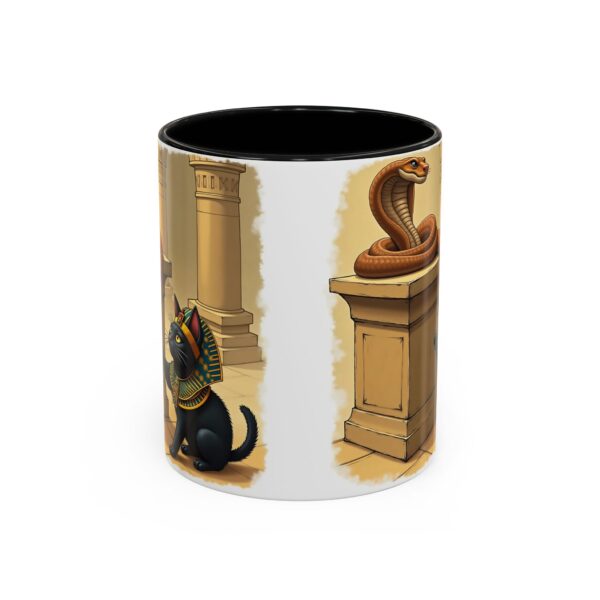 Ancient Egypt Cat Coffee Mug | Anubis and Snake Design | Black Accent Mugs for Cat Lovers, Gift for Holidays, Unique Kitchen Decor - Image 2