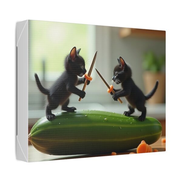 Whimsical Cat Duel Canvas Art, Fun Home Decor, Unique Gift, Animal Lovers Wall Art, Playful Kitten Art - Image 2