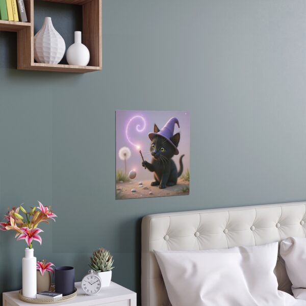Whimsical Cat Silk Poster, Magical Wall Decor, Cute Kid's Room Art, Unique Gift for Cat Lovers, Enchanted Decor - Image 2