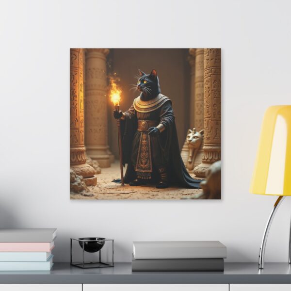 Canvas Print - Black Cat Sorcerer in Ancient Egyptian Tomb with Ankh and Hieroglyphs - Image 15