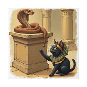 Egyptian Cat Canvas Art, Unique Wall Decor, Home Office Artwork, Gifts for Cat Lovers, Egyptian Themed Decor