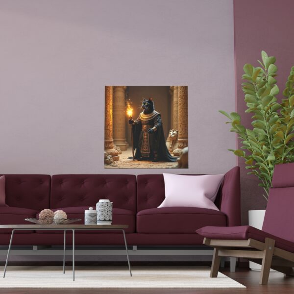 Silk Poster - Black Cat Sorcerer in Egyptian Tomb with Ankh and Sphinx - Image 6