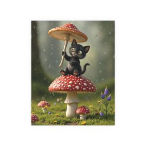 Whimsical Cat Poster, Home Decor Art, Silk Wall Art, Gifts for Cat Lovers, Indoor Outdoor Decorations, Playful Feline Artwork