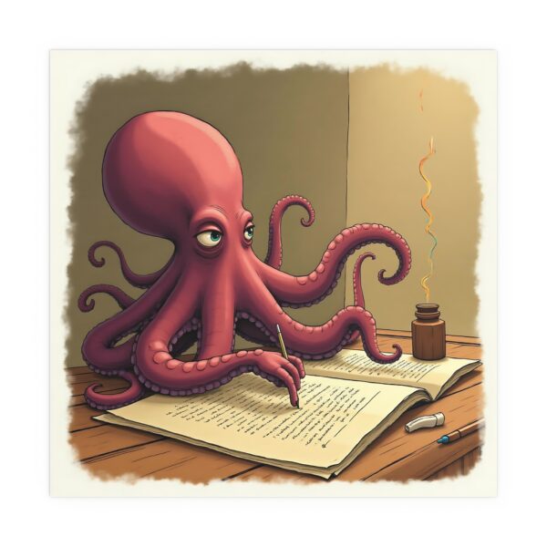 Whimsical Octopus Silk Poster, Ocean Decor, Playful Art Print, Unique Wall Art, Gift for Home Decor Lovers, Sea Creature Art - Image 4