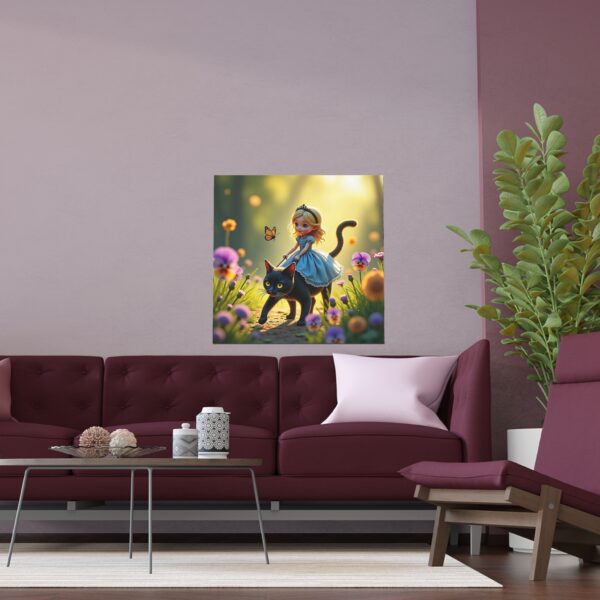 Charming Silk Wall Art Posters, Fairy-tale Decor, Cat and Girl Illustration, Kids Room Decoration, Gift for Animal Lovers - Image 6