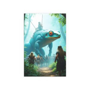 Silk Poster: Mayan Warriors with Neon Blue Tree Frog in Jungle
