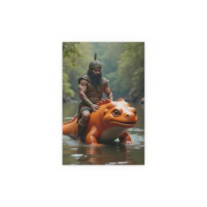 The Warrior’s Plight – Epic Fantasy Poster Featuring an Aztec Rider & Giant Axolotl