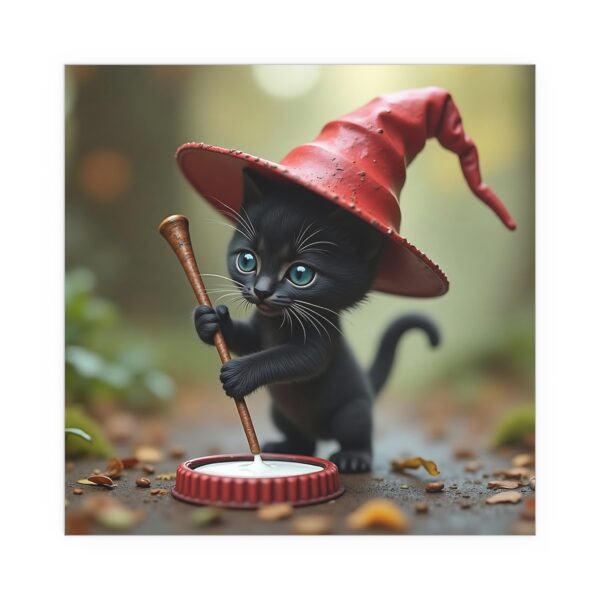 Cute Black Cat Witch Silk Poster, Cozy Home Decor, Halloween Wall Art, Cat Lover Gift, Indoor/Outdoor Art Print - Image 7