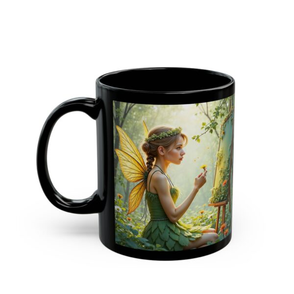 Enchanting Fairy Black Mug - 11oz/15oz, Fantasy Gift, Coffee Lover, Home Decor, Unique Art, Magical Mug - Image 3