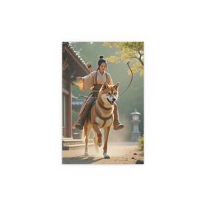 Silk Poster - Japanese Zen Archer Riding Giant Shiba Inu