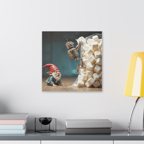 Whimsical Gnome Canvas Art - Fantasy Home Decor, Unique Gift for Gnome Lovers, Nursery Wall Decor, Robot & Gnome Artwork - Image 11