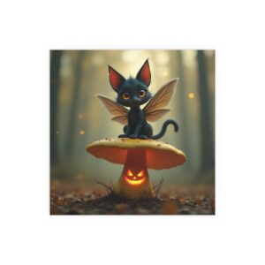 Whimsical Cat Fairy Silk Poster - Unique Wall Art, Home Decor, Gift for Cat Lovers, Halloween Decor, Magical Aesthetic