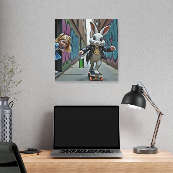 Canvas Art Print - Alice in Wonderland Street Skateboard Scene - Image 12