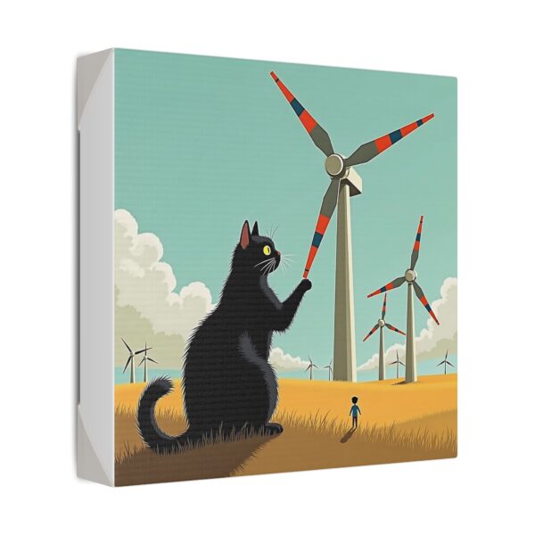Whimsical Cat Canvas Art, Black Cat Wall Decor, Animal Lover Gift, Home Decor, Funny Cat Art, Gift for Cat Owners, Landscape Print - Image 2