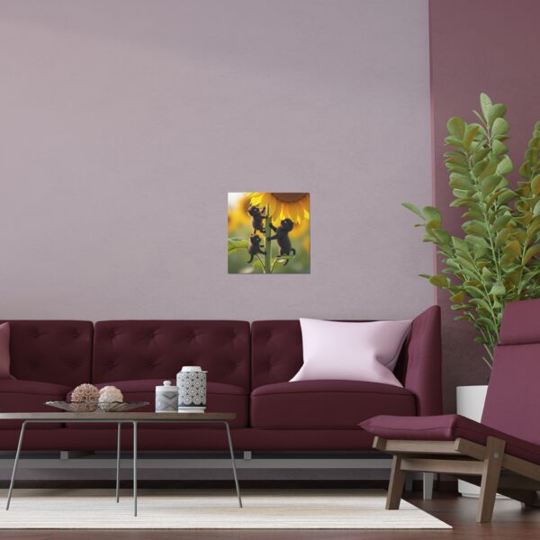 Playful Cat Silk Poster – Whimsical Home Decor, Cute Cat Art, Sunflower Wall Art, Gift for Cat Lovers, Indoor/Outdoor Decor - Image 3