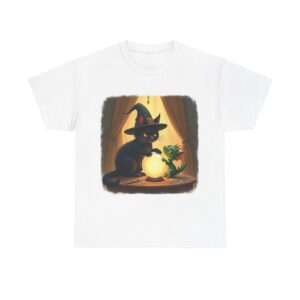Whimsical Cat & Dragon Tee: Perfect for Halloween, Gifts, Casual Wear, Pet Lovers, Magic Enthusiasts