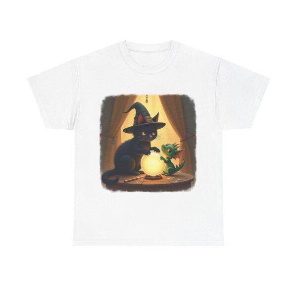 Whimsical Cat & Dragon Tee: Perfect for Halloween, Gifts, Casual Wear, Pet Lovers, Magic Enthusiasts