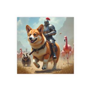 Corgi Knight Silk Poster, Whimsical Art Print for Pet Lovers, Fun Home Decor, Unique Gift for Dog Lovers, Ideal for Kids' Rooms