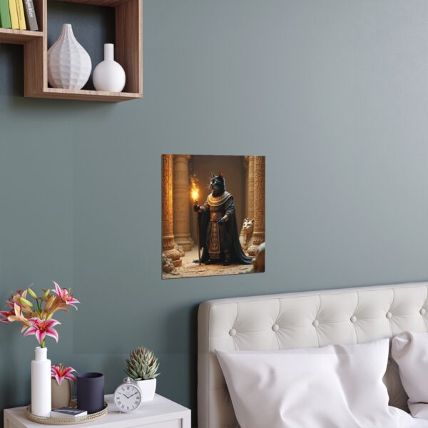 Silk Poster - Black Cat Sorcerer in Egyptian Tomb with Ankh and Sphinx - Image 2