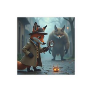 Whimsical Fox Poster Art, Silk Wall Decor, Animal Lover Gift, Children's Room Decor, Magical Atmosphere