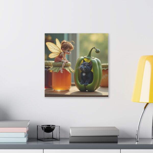 Whimsical Fairy and Cat Canvas Art, Magical Wall Decor, Enchanted Home Decor, Gift for Cat Lovers, Child's Room Decoration - Image 15