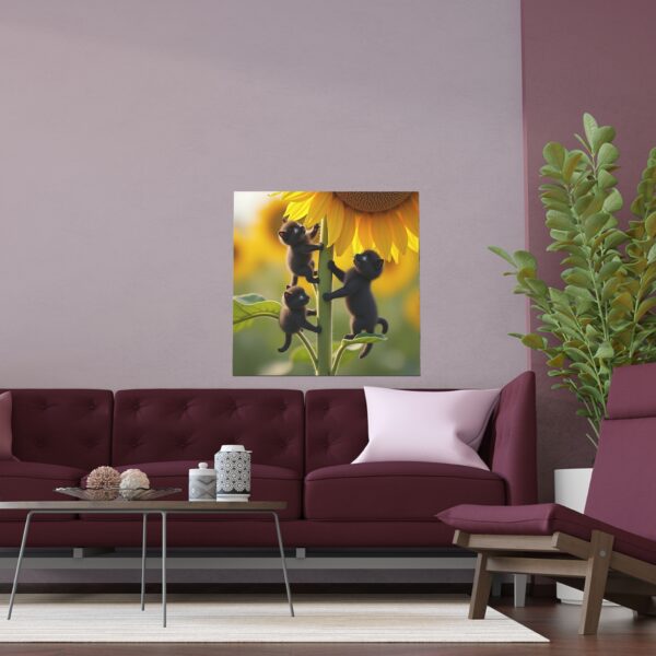 Playful Cat Silk Poster – Whimsical Home Decor, Cute Cat Art, Sunflower Wall Art, Gift for Cat Lovers, Indoor/Outdoor Decor - Image 6