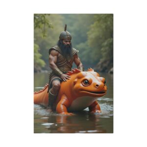 Mythical Warrior Canvas Art, Dragon Rider Wall Decor, Fantasy Artwork, Home Decoration, Unique Gift for Gamers