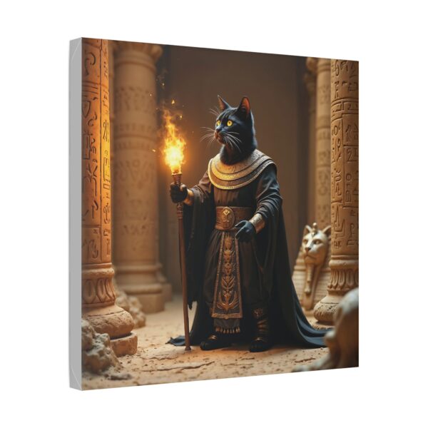 Canvas Print - Black Cat Sorcerer in Ancient Egyptian Tomb with Ankh and Hieroglyphs - Image 14