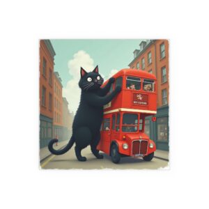 Whimsical Cat Silk Poster, Cute Wall Art, Home Decor, Gift for Cat Lovers, Indoor Decor, Unique Art Print