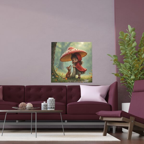 Whimsical Silk Poster Featuring Girl and Fox, Wall Art, Home Decor, Kid's Room, Gift, Nature, Fairy Tale - Image 6