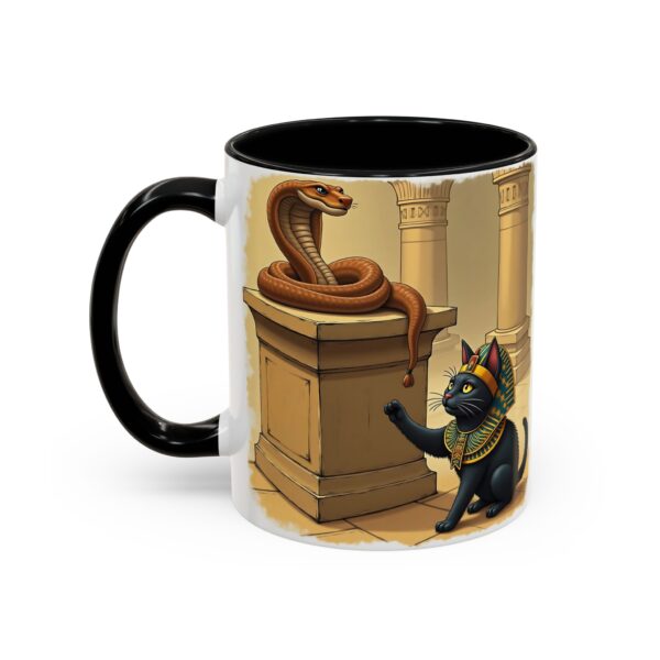 Ancient Egypt Cat Coffee Mug | Anubis and Snake Design | Black Accent Mugs for Cat Lovers, Gift for Holidays, Unique Kitchen Decor - Image 3