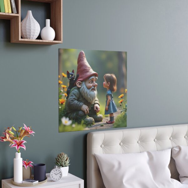 Charming Silk Poster: Whimsical Garden Gnome and Girl Artwork, Wall Decor, Kids' Room Decor, Gift for Nature Lovers, Fantasy Art - Image 11