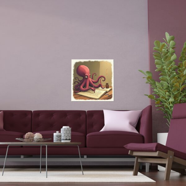 Whimsical Octopus Silk Poster, Ocean Decor, Playful Art Print, Unique Wall Art, Gift for Home Decor Lovers, Sea Creature Art - Image 9