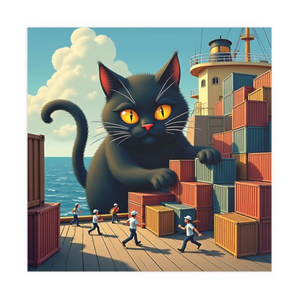 Whimsical Cat Silk Poster | Indoor Wall Art, Unique Home Decor, Gift for Cat Lovers, Playful Artwork, Apartment Decoration - Image 4