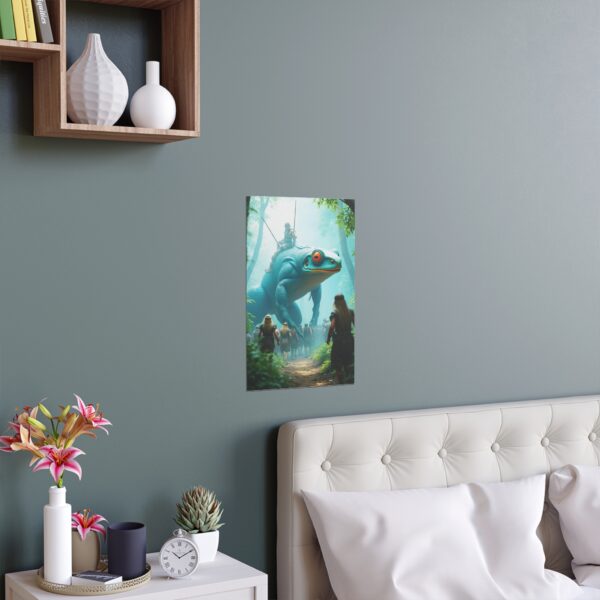 Silk Poster: Mayan Warriors with Neon Blue Tree Frog in Jungle - Image 2
